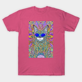 Cosmos Cat Wearing Sunglasses- Aurora! T-Shirt